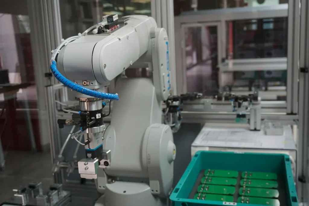 Collaborative robot (cobot) working on a production line